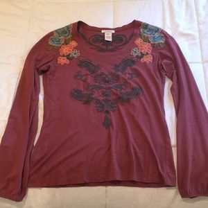 Sundance long sleeve embroidered top